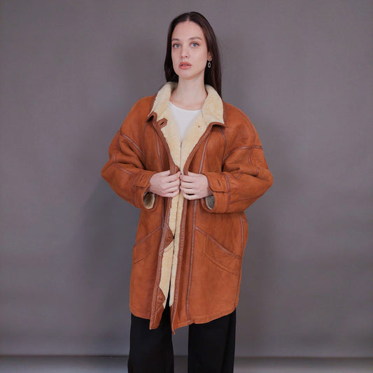 VIN-OUTW-32936 Vintage δερμάτινο jacket με γούνα L