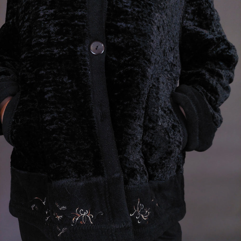 VIN-OUTW-32902 Vintage σακάκι βελουτέ μαύρο L-XL