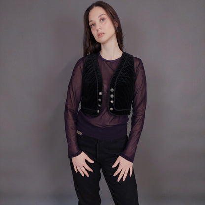 VIN-OUTW-32910 Vintage γιλέκο βελουτέ boho style XS