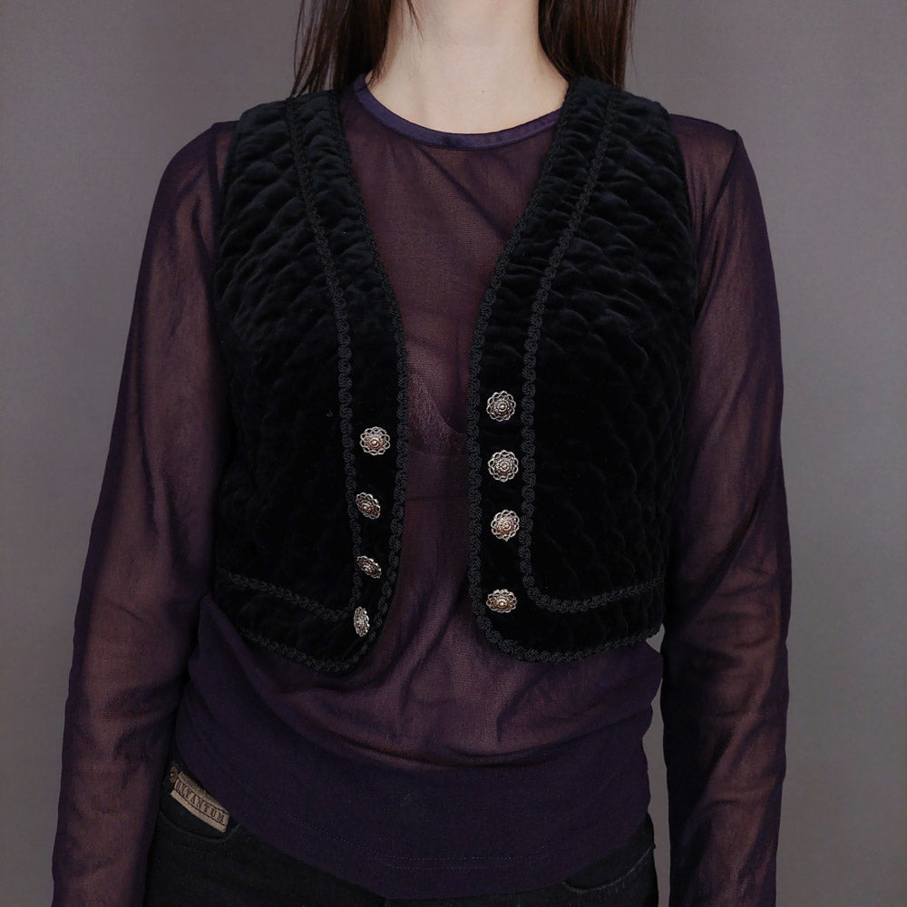 VIN-OUTW-32910 Vintage γιλέκο βελουτέ boho style XS