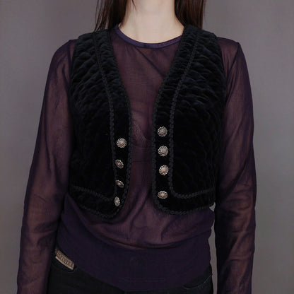 VIN-OUTW-32910 Vintage γιλέκο βελουτέ boho style XS