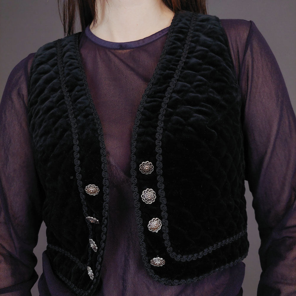 VIN-OUTW-32910 Vintage γιλέκο βελουτέ boho style XS