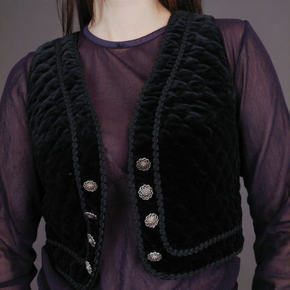 VIN-OUTW-32910 Vintage γιλέκο βελουτέ boho style XS