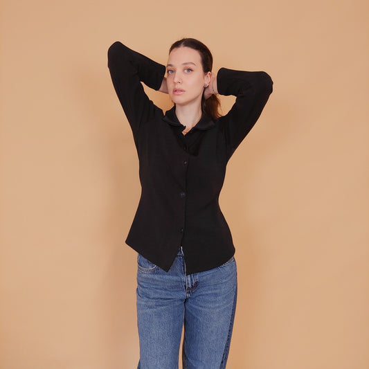 VIN-BLO-34538 Vintage πουκάμισο μαύρο M