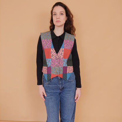 VIN-OUTW-34532 Vintage υφασμάτινο φλοράλ γιλέκο L