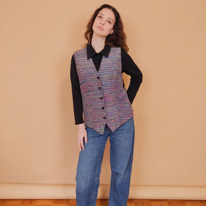 VIN-OUTW-34534 Vintage μεταξωτό ethnic style γιλέκο M