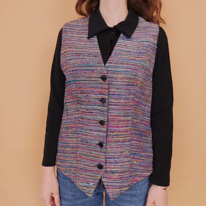 VIN-OUTW-34534 Vintage μεταξωτό ethnic style γιλέκο M
