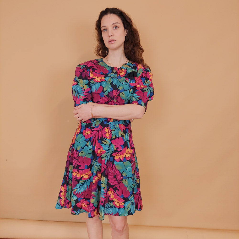 VIN-DR-34572 Vintage φόρεμα floral M