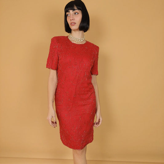VIN-DR-25876 Vintage φόρεμα κόκκινο S