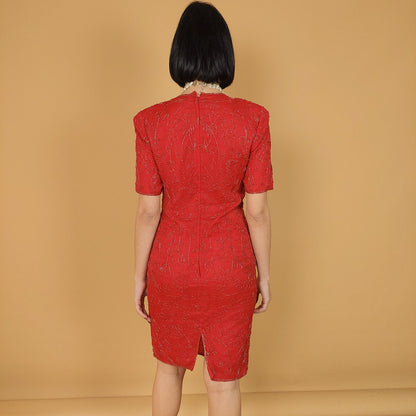 VIN-DR-25876 Vintage φόρεμα κόκκινο S