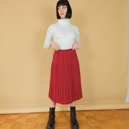 VIN-SKI-25861 Vintage φούστα πλισέ κόκκινο L-XL