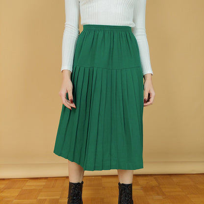 VIN-SKI-25864 Vintage φούστα πλισέ πράσινο M