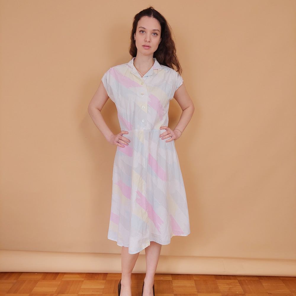 VIN-DR-34495 Vintage φόρεμα εμπριμέ M-L