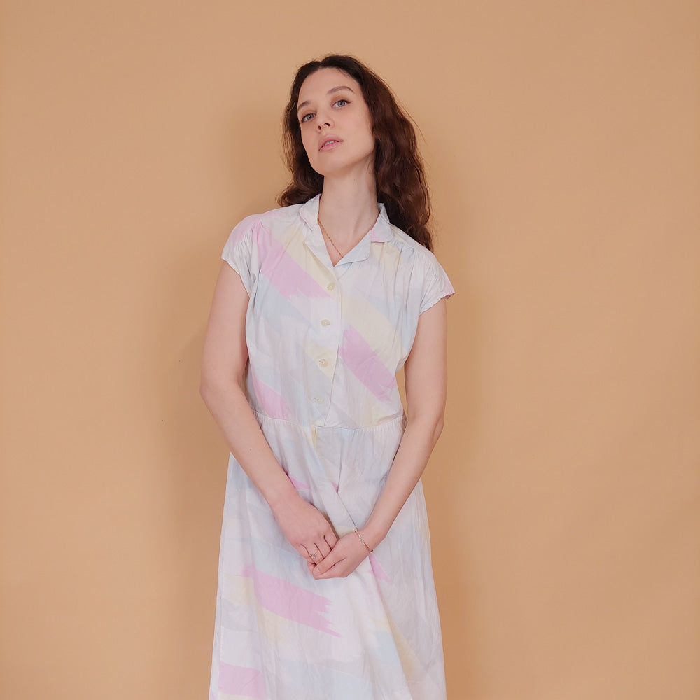 VIN-DR-34495 Vintage φόρεμα εμπριμέ M-L