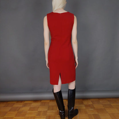 VIN-DR-26011 Vintage μάλλινο φόρεμα αμάνικο κόκκινο S