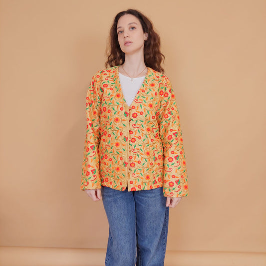 VIN-OUTW-34543 Vintage λεπτό πανωφόρι με κεντήματα L