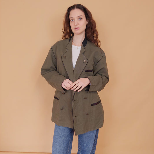 VIN-OUTW-34549 Vintage σακάκι λινό trachten L