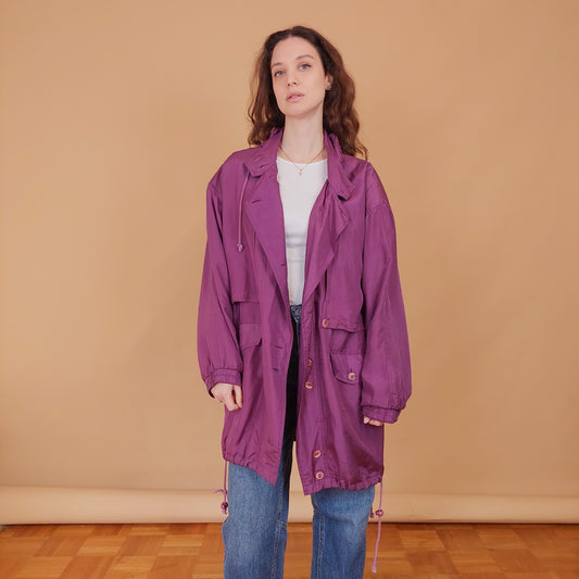 VIN-OUTW-34556 Vintage λεπτό πανωφόρι μεταξωτό L