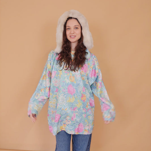 VIN-OUTW-34561 Vintage λεπτό πανωφόρι μπλούζα M-L