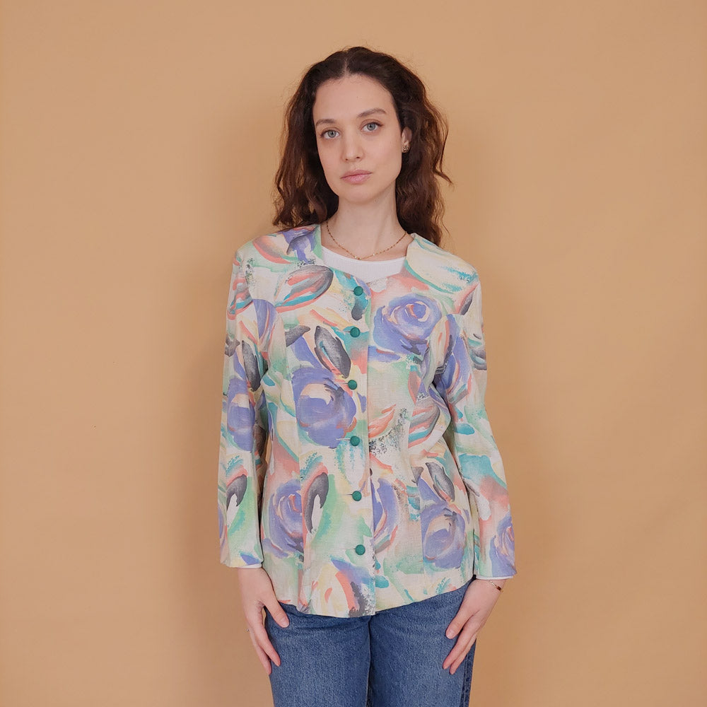 VIN-OUTW-34567 Vintage λεπτό πανωφόρι λινό M