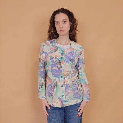 VIN-OUTW-34567 Vintage λεπτό πανωφόρι λινό M