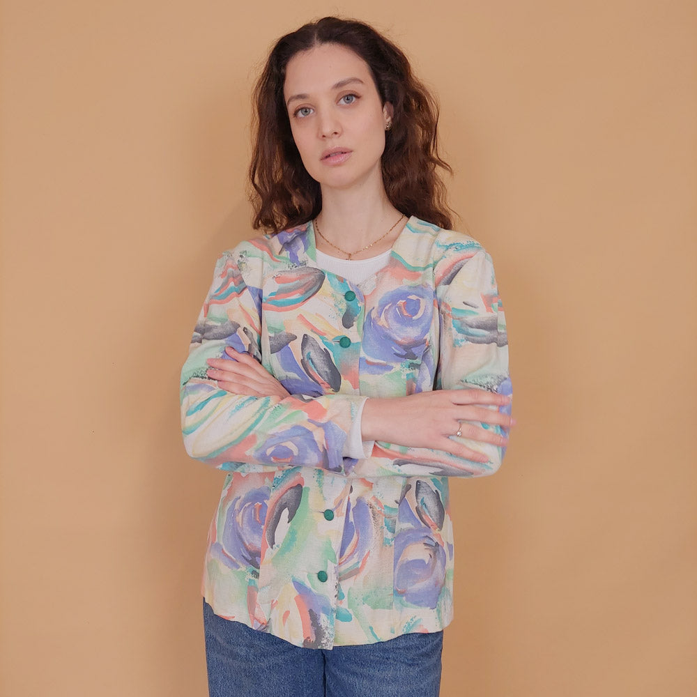 VIN-OUTW-34567 Vintage λεπτό πανωφόρι λινό M