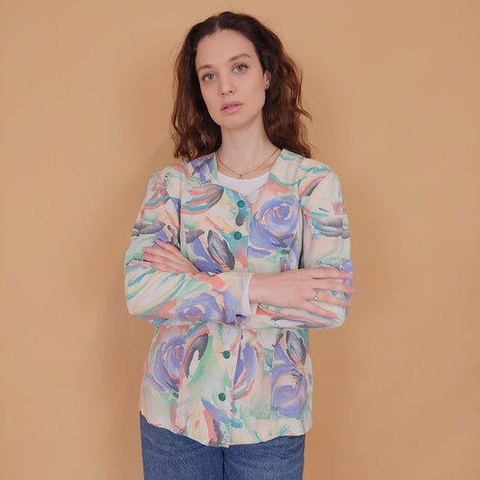 VIN-OUTW-34567 Vintage λεπτό πανωφόρι λινό M