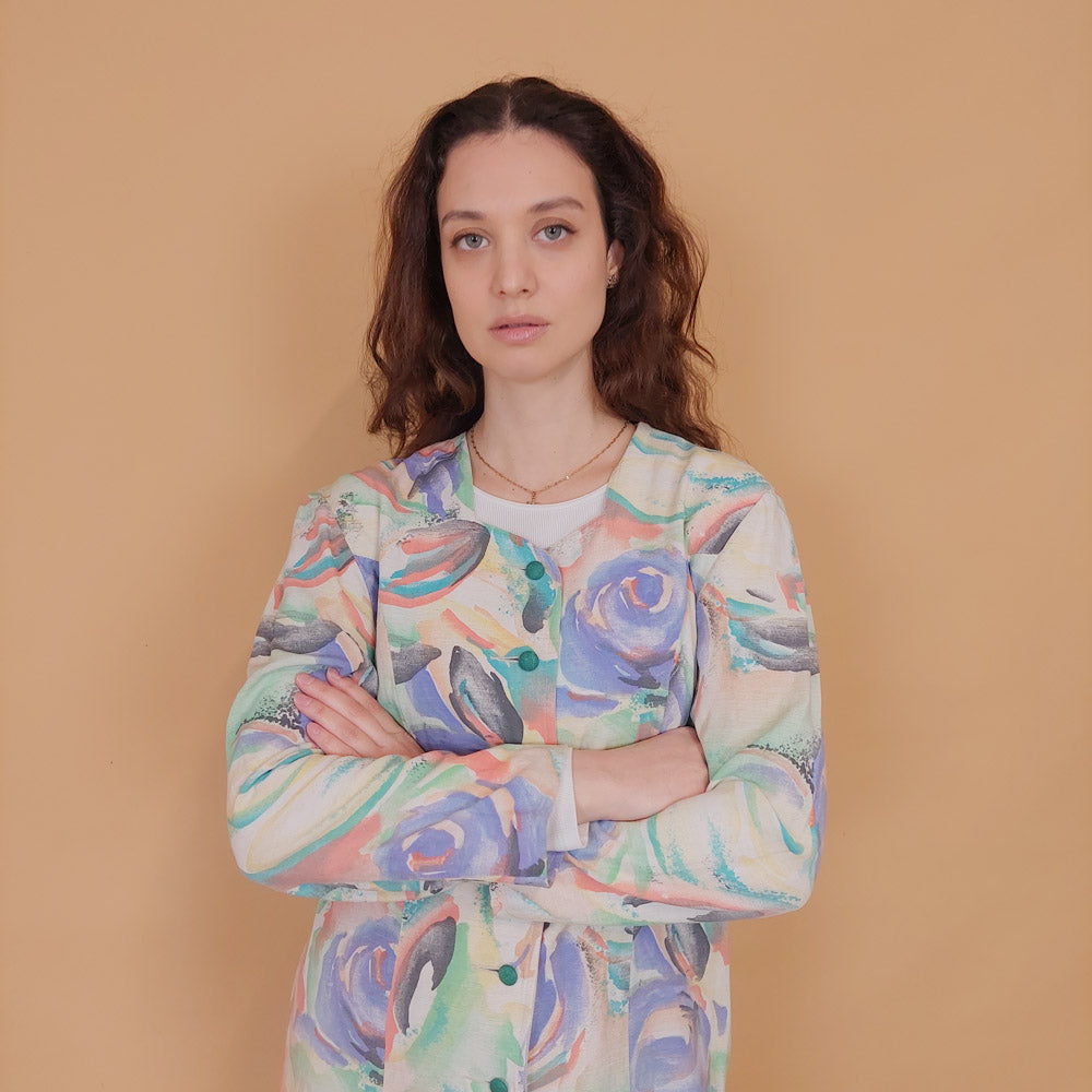 VIN-OUTW-34567 Vintage λεπτό πανωφόρι λινό M