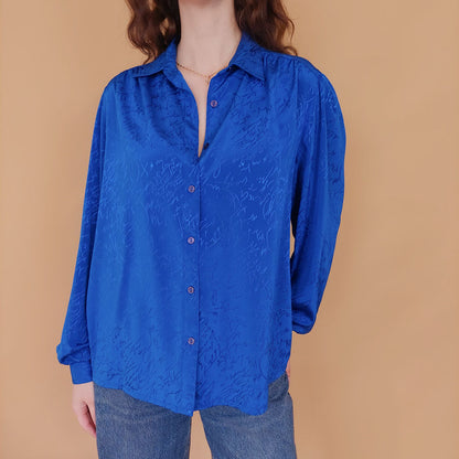 VIN-BLO-34524 Vintage πουκάμισο ηλεκτρίκ L-XL