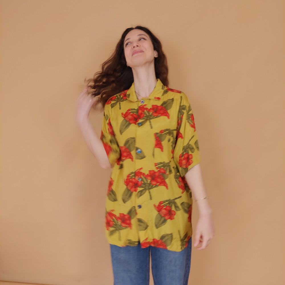 VIN-BLO-34530 Vintage πουκάμισο floral M