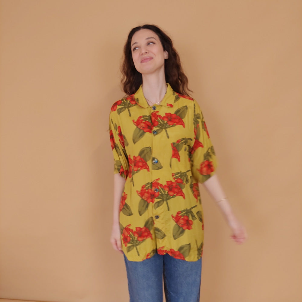 VIN-BLO-34530 Vintage πουκάμισο floral M