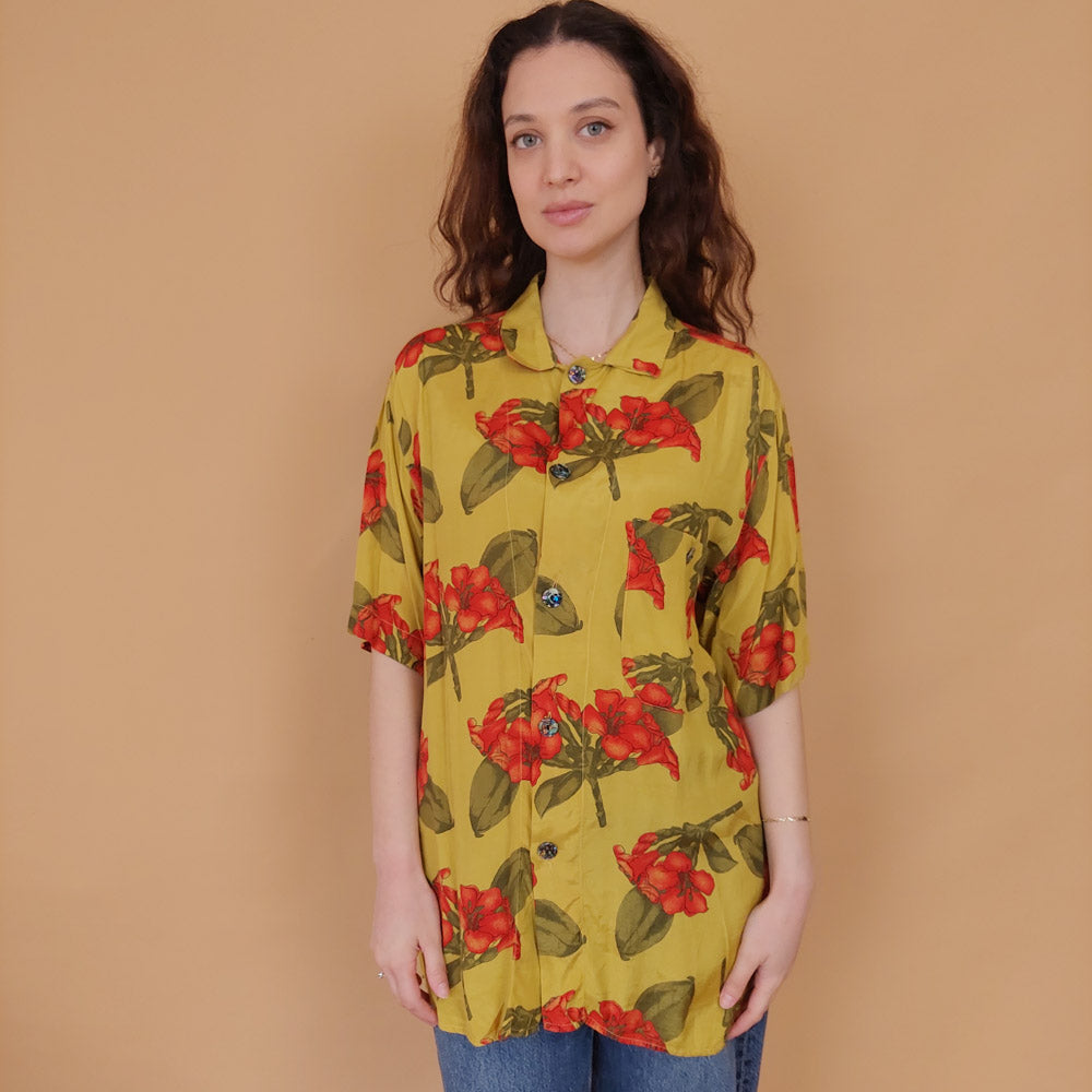 VIN-BLO-34530 Vintage πουκάμισο floral M