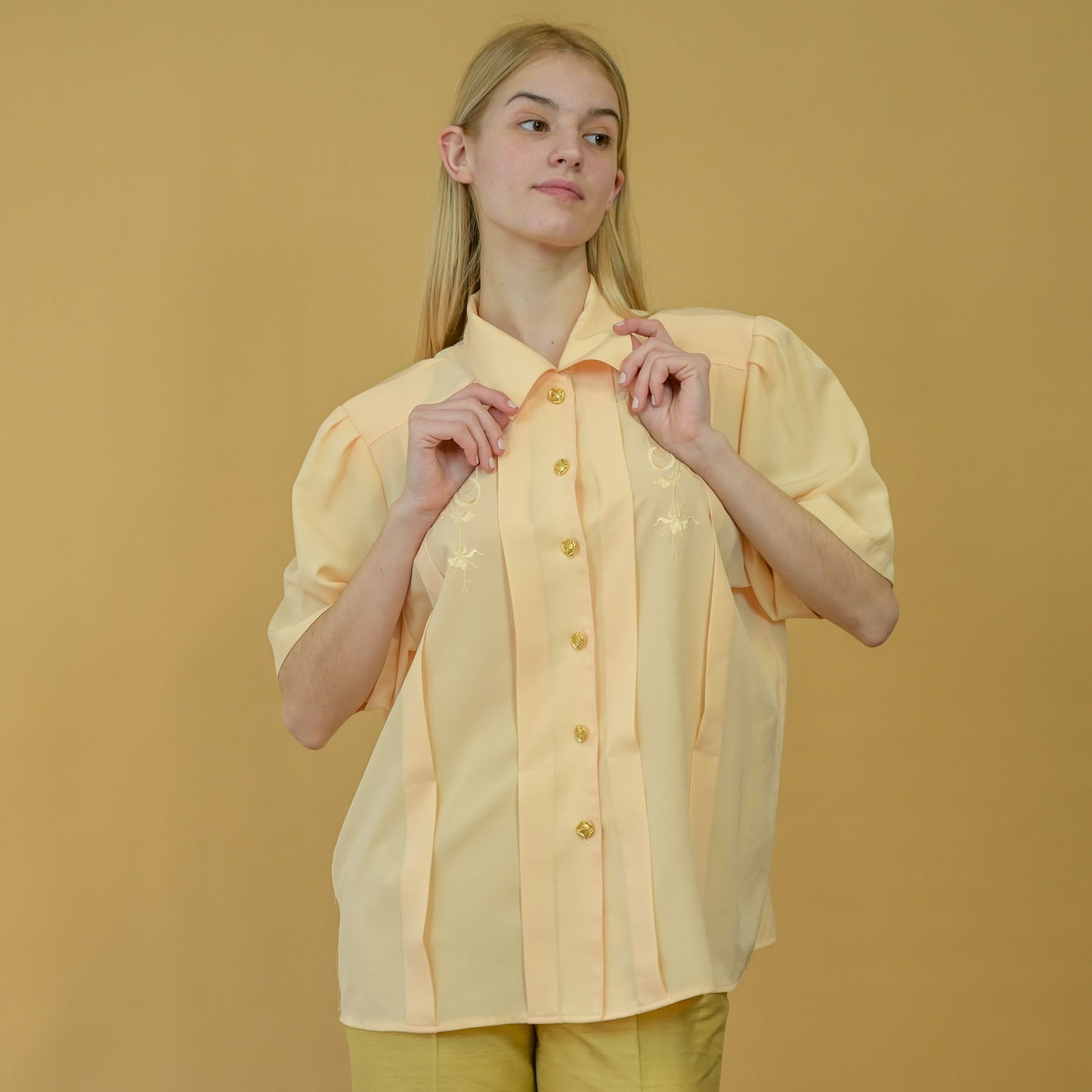 VIN-BLO-21658 Vintage πουκάμισο ανοιχτό πορτοκαλί XL