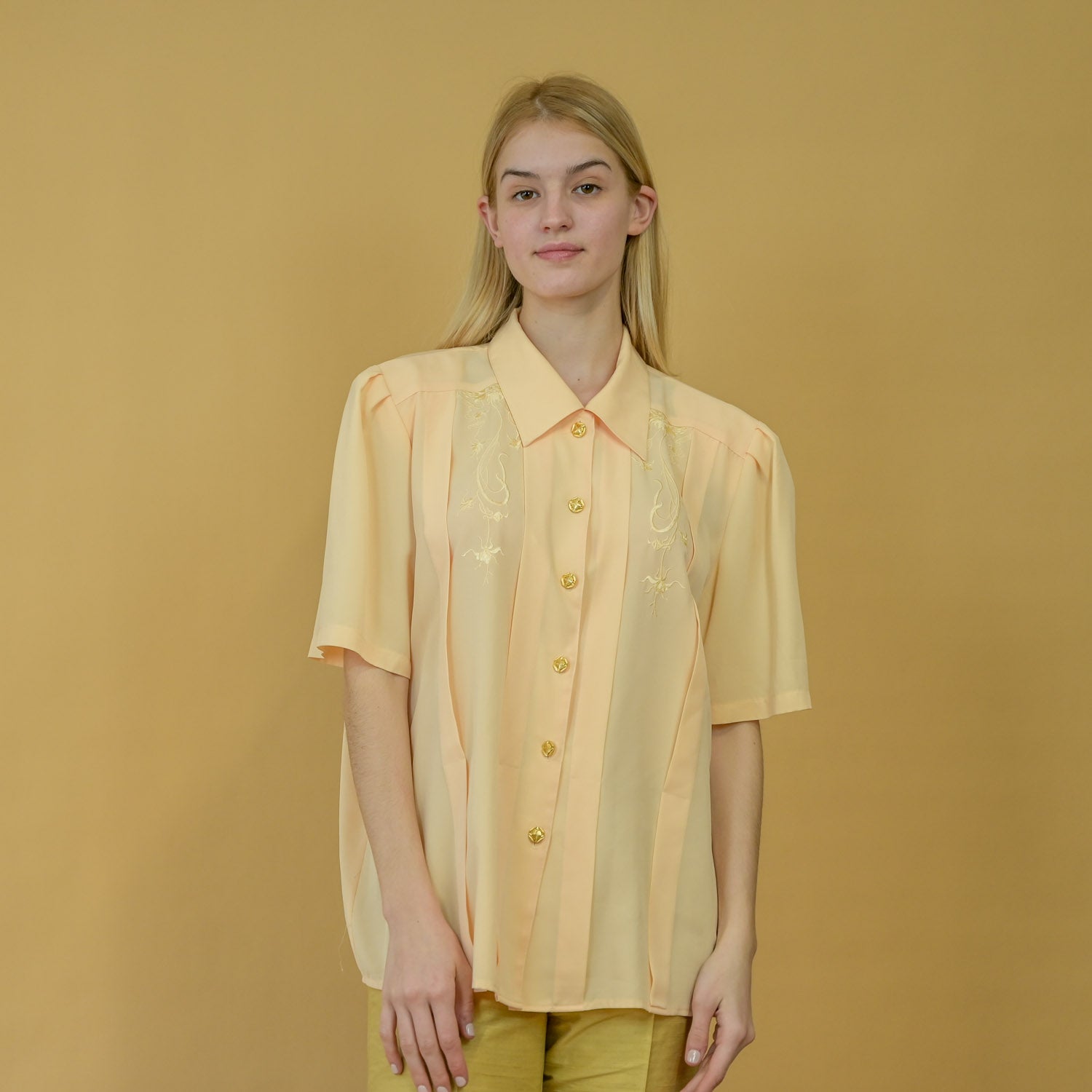 VIN-BLO-21658 Vintage πουκάμισο ανοιχτό πορτοκαλί XL