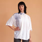 VIN-BLO-16501 Vintage πουκάμισο λευκό-εμπριμέ L