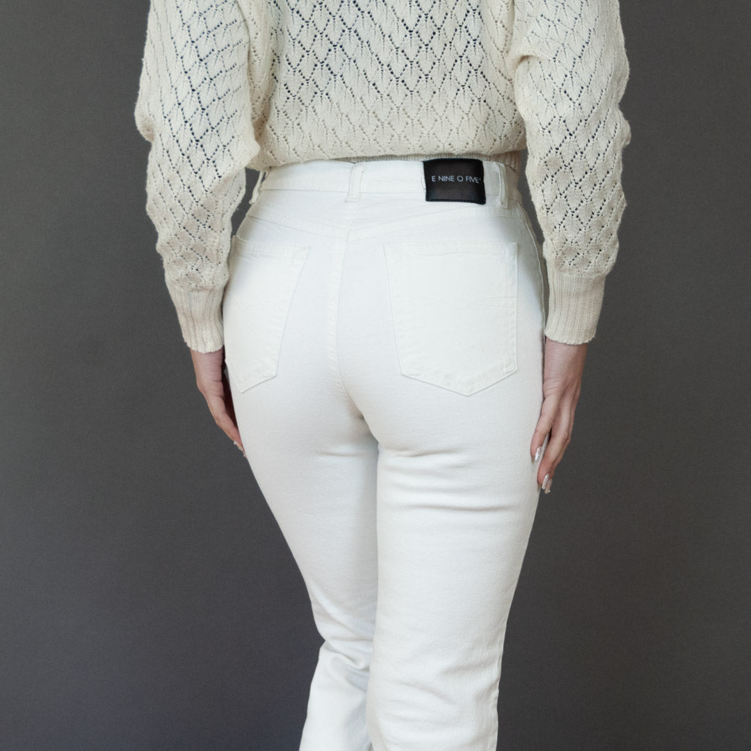 VIN-TR-21351 Vintage παντελόνι denim λευκό S