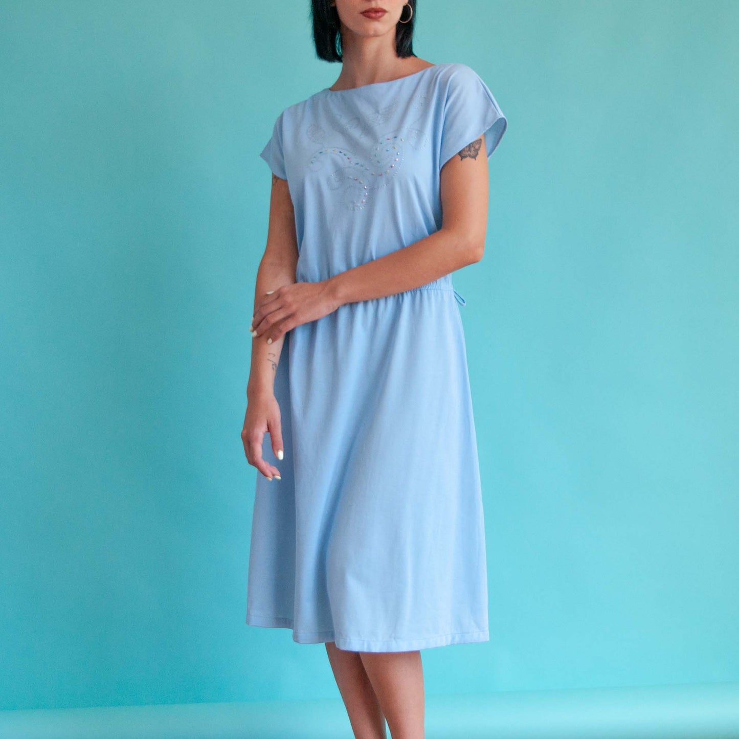 VIN-DR-18090 Vintage φόρεμα γαλάζιο L-XL
