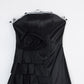 VIN-DR-11938 Vintage 90's party dress μαύρο πέρλες λουλούδι S