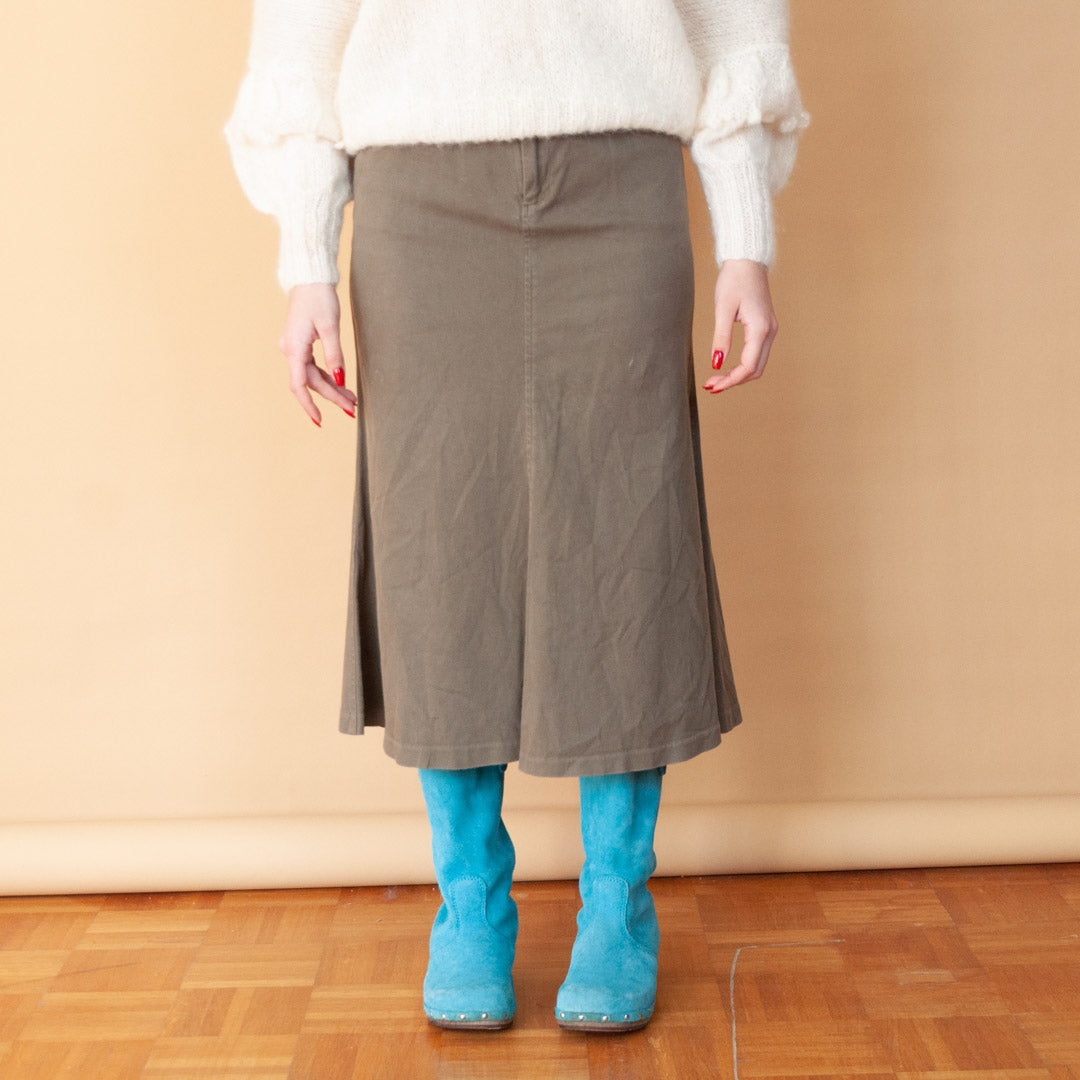 VIN-SKI-20718 Vintage φούστα χακί Ralph Lauren L