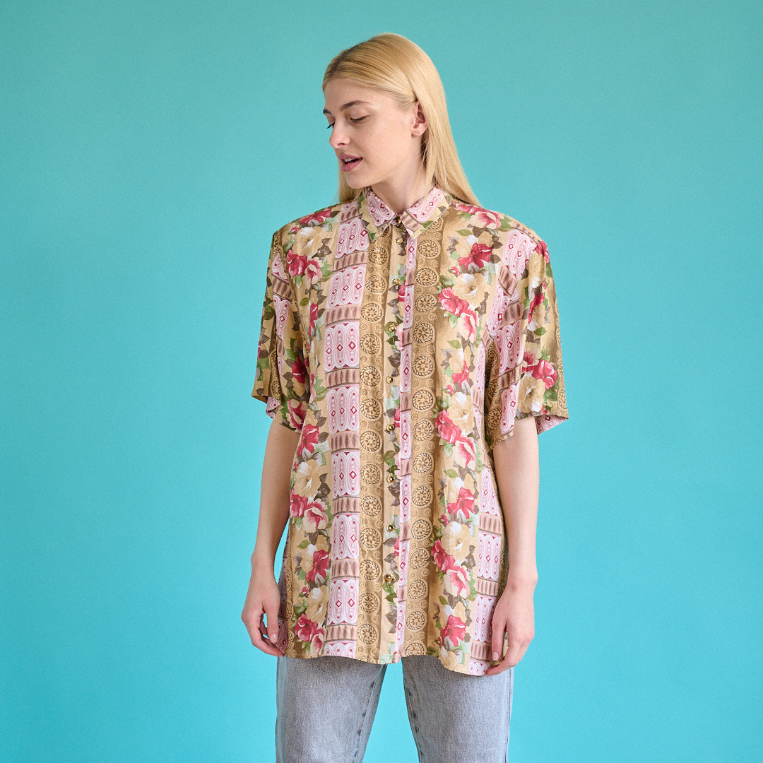 VIN-BLO-15380 Vintage πουκάμισο floral print L