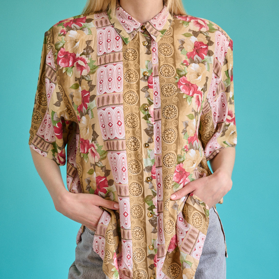 VIN-BLO-15380 Vintage πουκάμισο floral print L