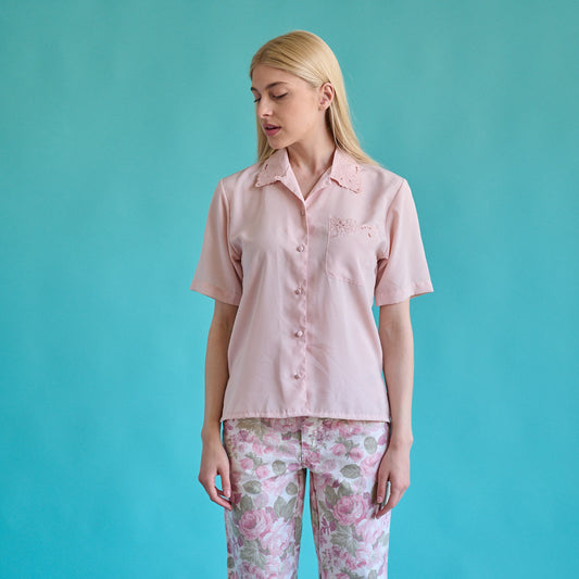 VIN-BLO-15503 Vintage πουκάμισο ροζ M