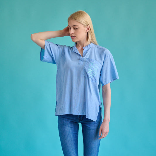 VIN-BLO-15485 Vintage μπλούζα γαλάζιο Μ
