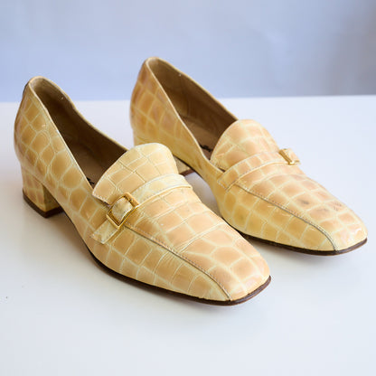 VIN-FTW-11383 Vintage ιταλικά δερμάτινα παπούτσια μπεζ 37