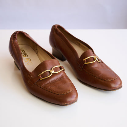 VIN-FTW-11395 Vintage ιταλικά δερμάτινα παπούτσια καφέ 37