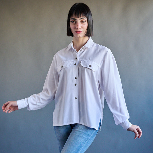 VIN-BLO-12406 Vintage πουκάμισο λευκό Μ