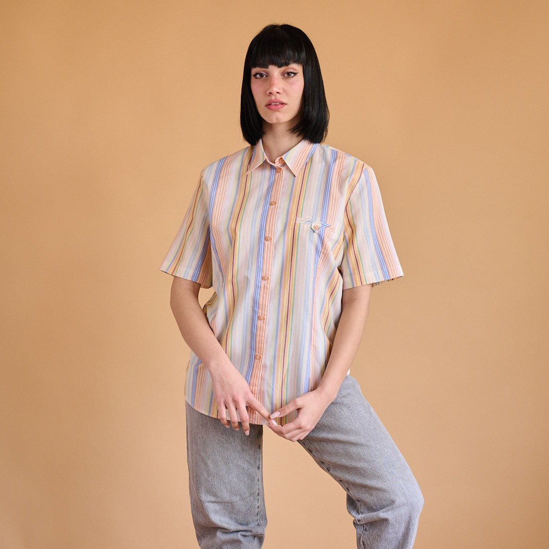 VIN-BLO-15074 Vintage πουκάμισο ριγέ pattern M