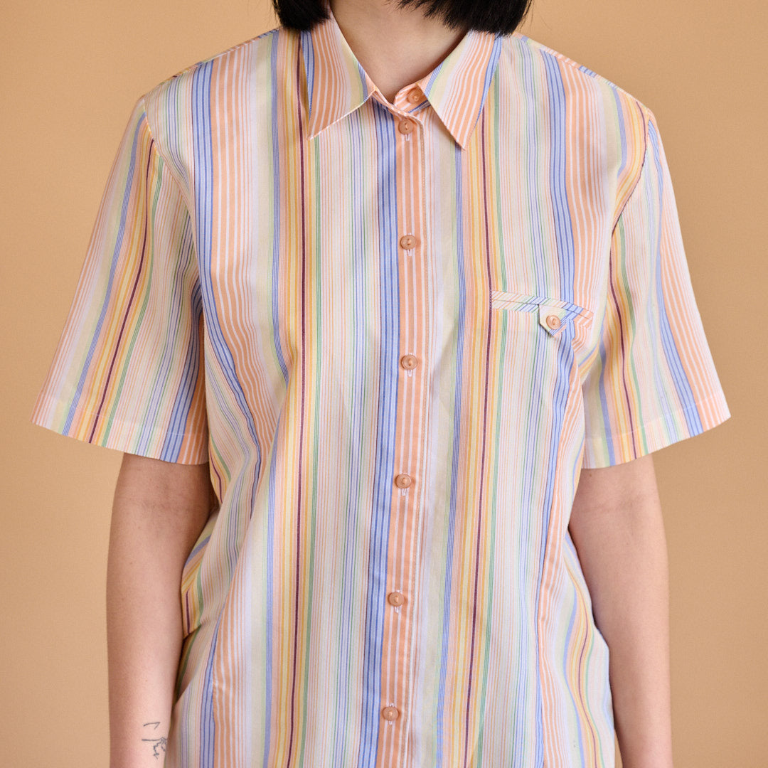 VIN-BLO-15074 Vintage πουκάμισο ριγέ pattern M-L