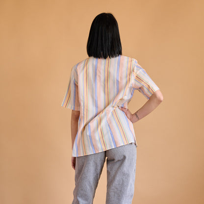 VIN-BLO-15074 Vintage πουκάμισο ριγέ pattern M-L