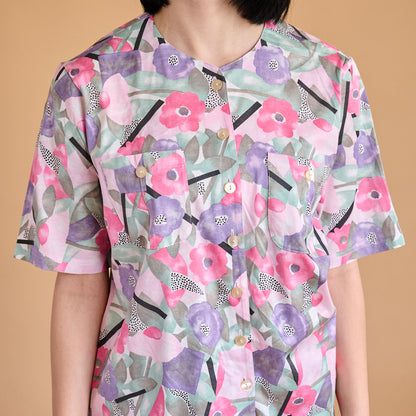VIN-BLO-15069 Vintage πουκάμισο flower print L